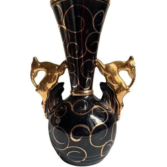 H. Bequet Quaregnon Tall Vase With Antelopes Old World Antique Vintage Belgium - Picture 2 of 4